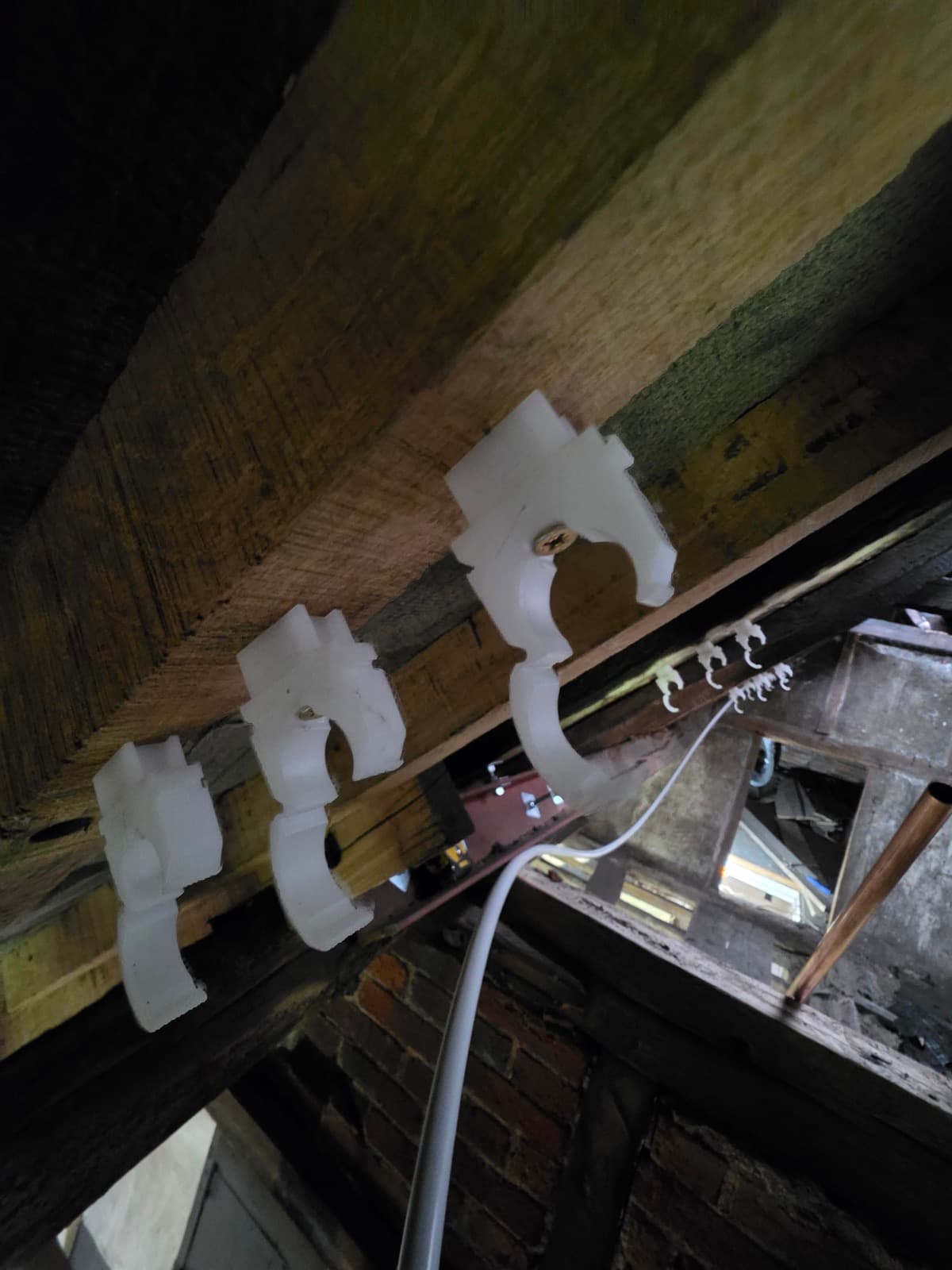 Pipework first fix, roof space