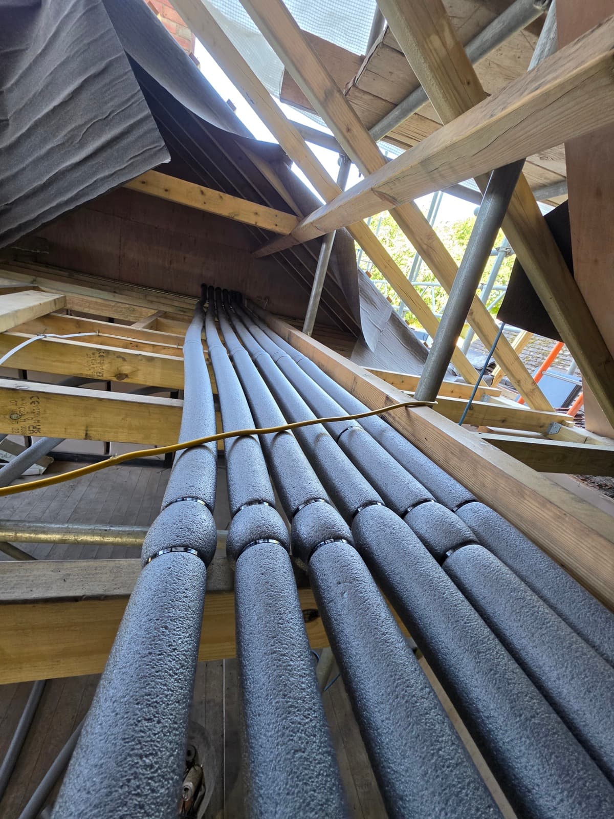 Insulated pipe runs, loft space